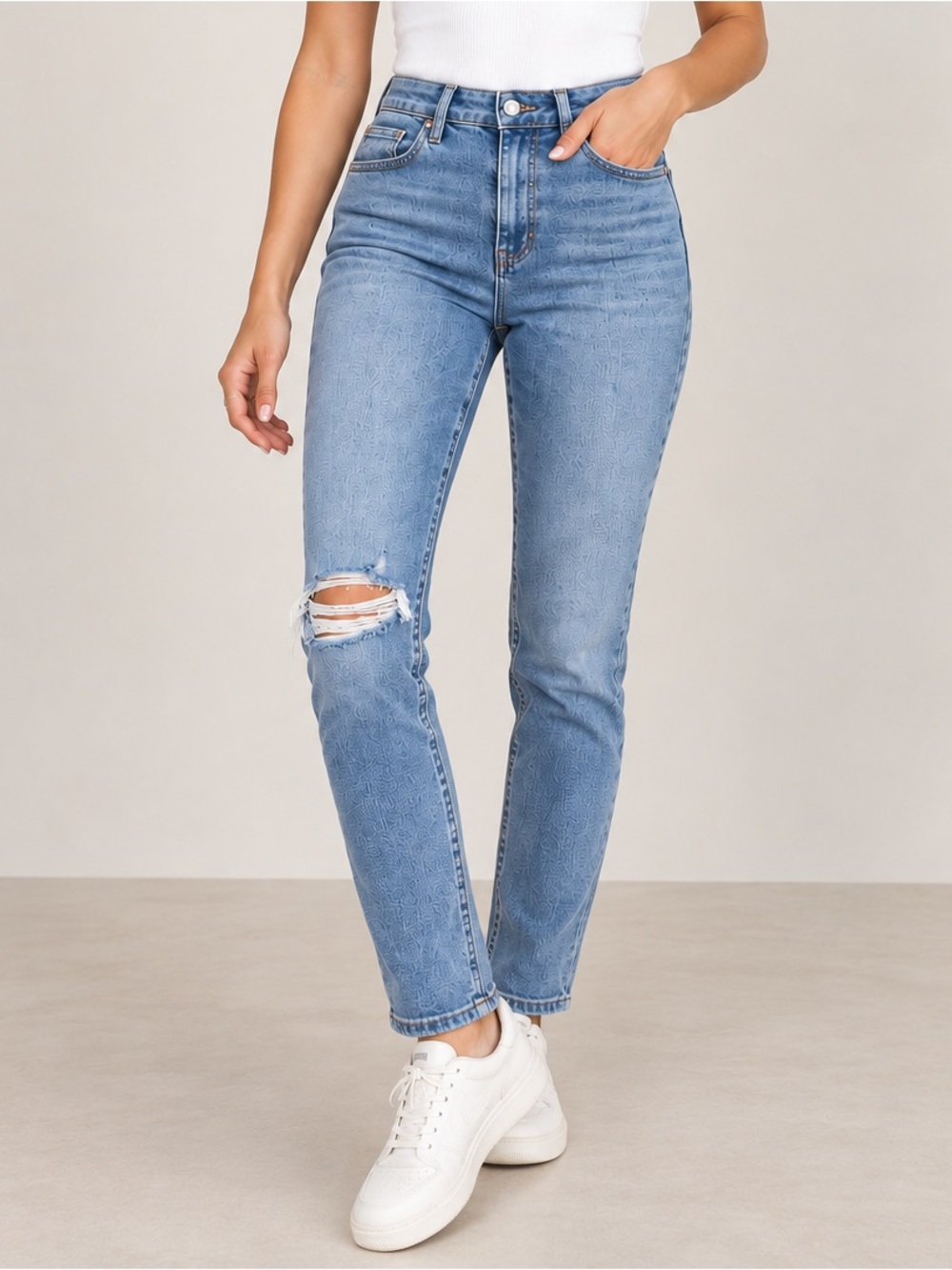 PAIGE Hoxton Slim High Rise Distressed Jeans Size 26 Blue